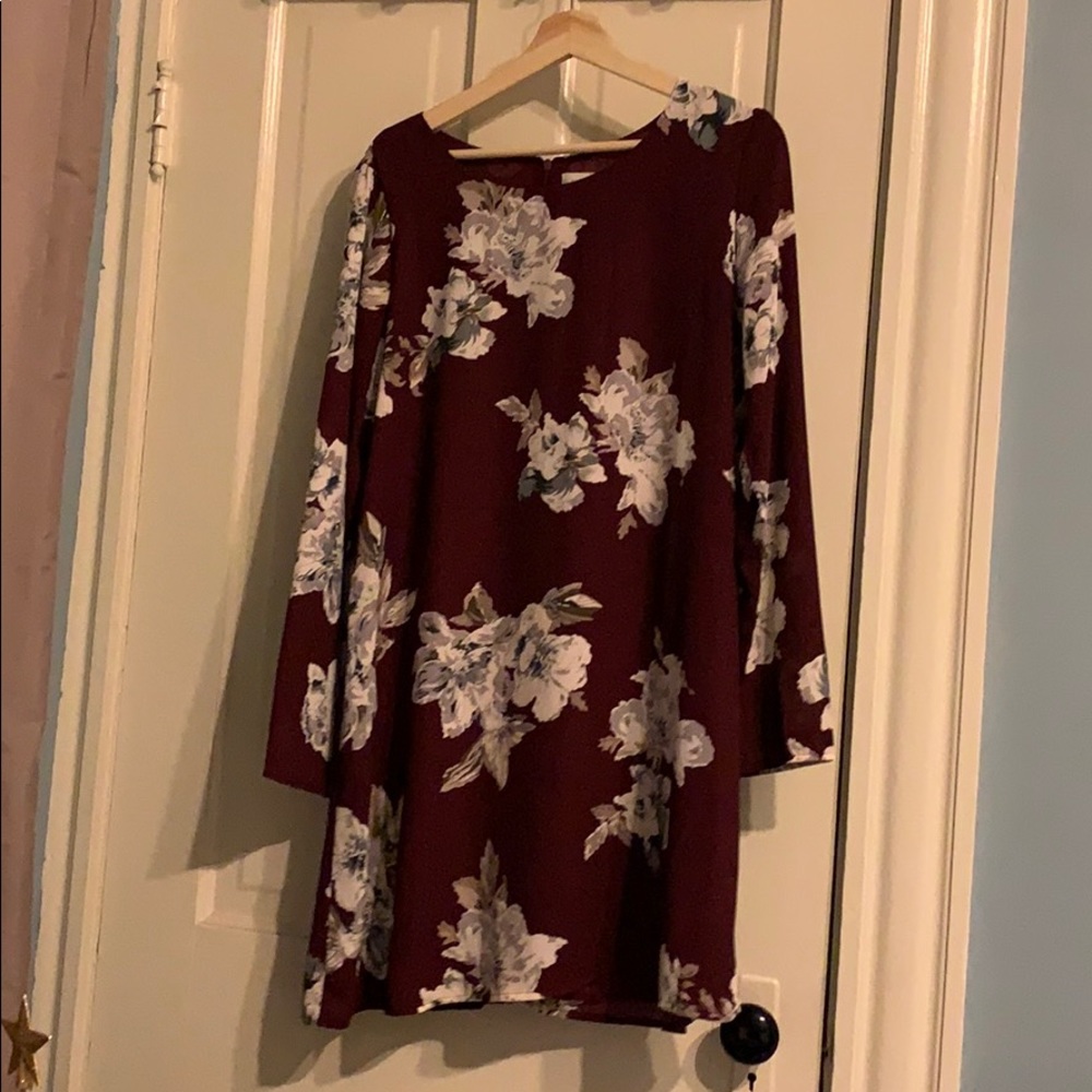 Everly Maroon Shift Dress